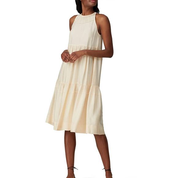 Rosetta Getty Tiered Shift Dress 6 Ruffled Sleeveless Halter Neck Pockets Satin - Picture 1 of 10